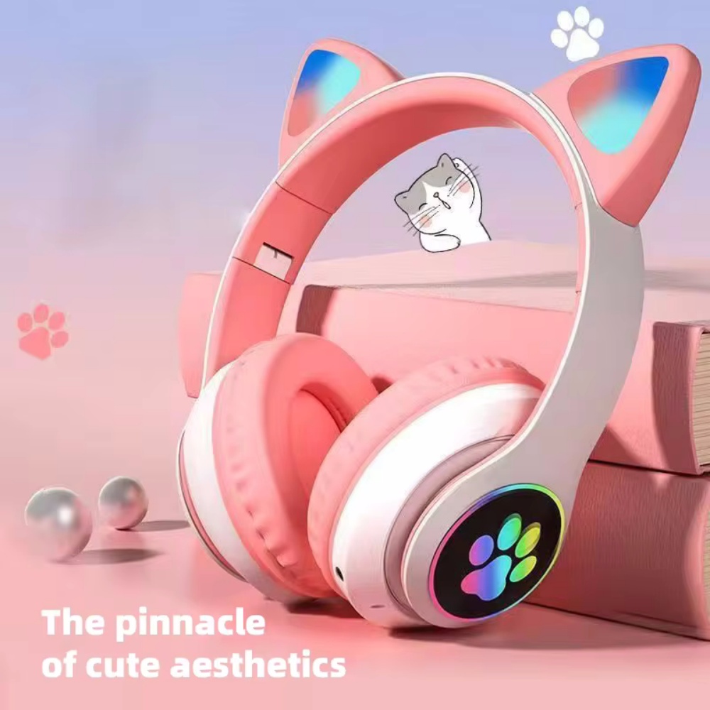 Foldable Wireless Bluetooth He - Cat Ear Bluetooth Headset Led 评论和价格