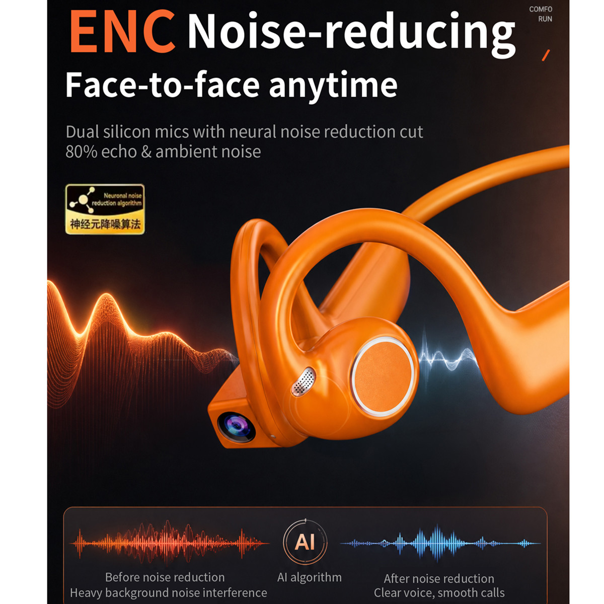 New Smart Camera Earphone Bone - Bone Conduction Running Headphones 评论和价格