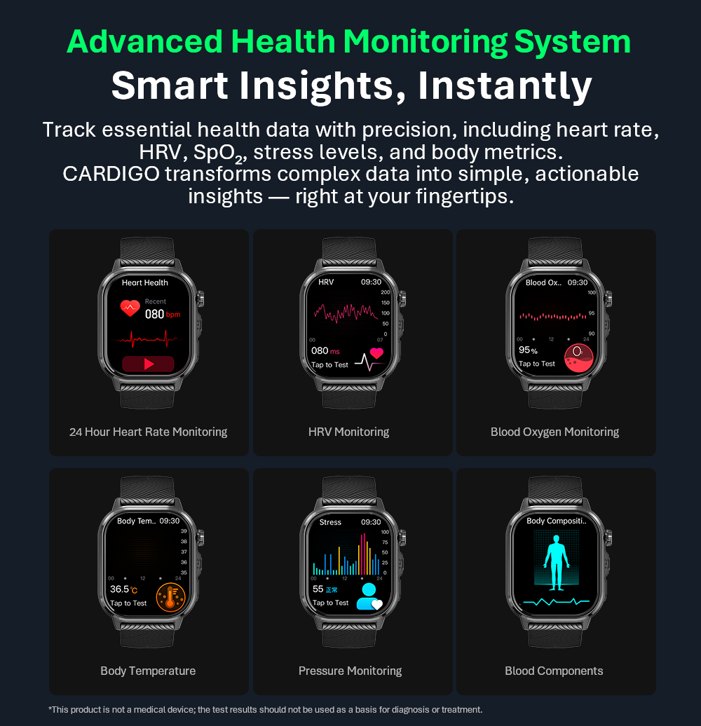 VALDUS CARDIGO Men Women ECG H - Smartwatches 评论和价格
